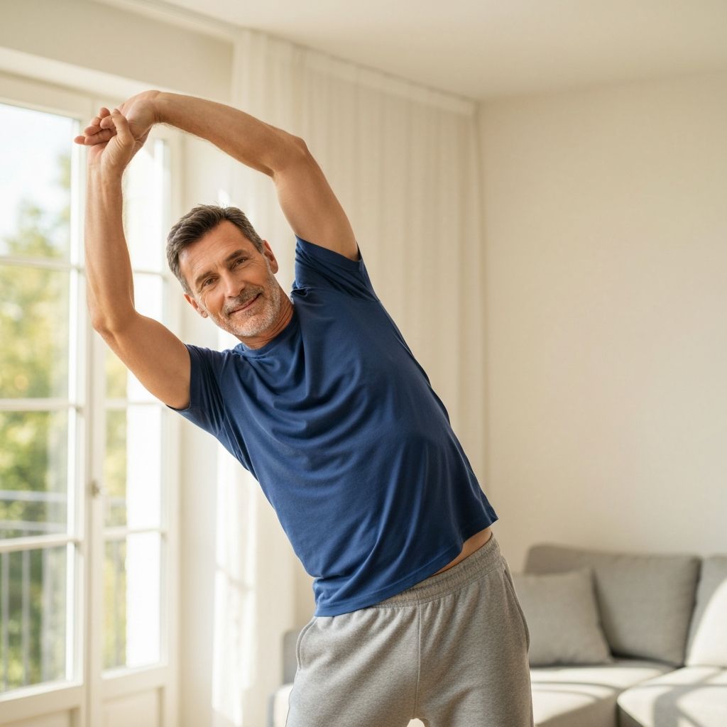 Mężczyzna wykonujący ćwiczenia rozciągające